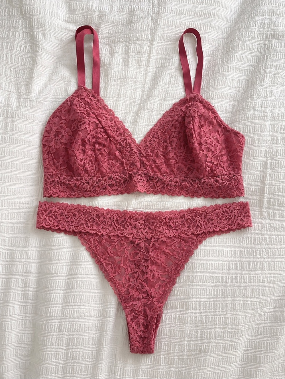 State of day Macy’s xl large Lace Bralette & Bikini Set - dark mauve Pink - Picture 1 of 4